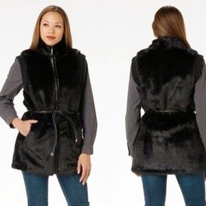 BLACK FAUX FUR VEST - HILARY RADLEY